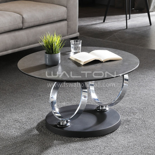 Ylx X22 Living Room Nordic Italian, Greenapple Spiro Rotating Coffee Table In Clear Glass And Black